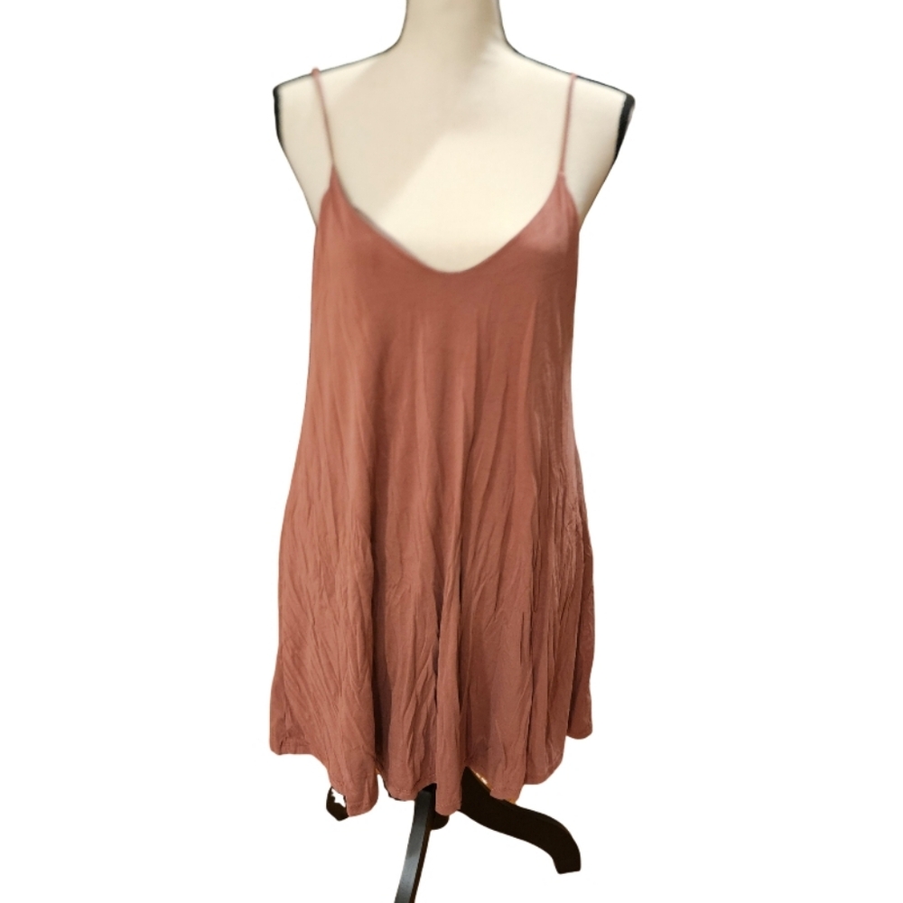 Mickey & Joey Flowy Spaghetti Strap Dress in Rust